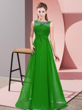  Green Damas Dress Wedding Party with Beading and Appliques Scoop Sleeveless Zipper
