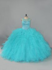  Sleeveless Beading and Ruffles Lace Up 15th Birthday Dress