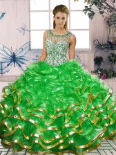 Artistic Sleeveless Beading and Ruffles Lace Up 15 Quinceanera Dress