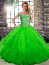 Admirable Sleeveless Beading and Ruffles Lace Up Sweet 16 Dress