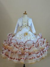  Organza Sleeveless Floor Length Little Girl Pageant Dress and Beading and Ruffled Layers
