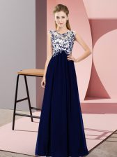 Extravagant Sleeveless Zipper Floor Length Beading and Appliques Dama Dress