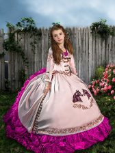Inexpensive Sweep Train Ball Gowns Custom Made Pageant Dress White Straps Satin and Organza Sleeveless Lace Up