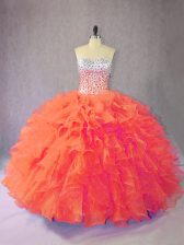  Organza Sleeveless Floor Length Sweet 16 Dresses and Beading and Ruffles