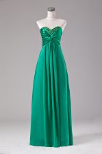 New Arrival Sweetheart Sleeveless Prom Dress Floor Length Beading Green Chiffon