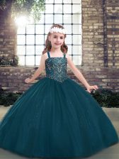 Super Long Sleeves Beading Lace Up Child Pageant Dress