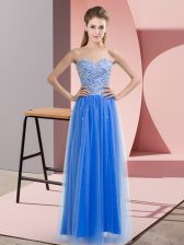 Elegant Sleeveless Lace Up Floor Length Beading Prom Evening Gown