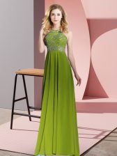 Great Chiffon Sleeveless Floor Length Prom Dress and Beading