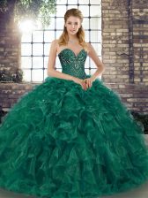  Sleeveless Lace Up Floor Length Beading and Ruffles Sweet 16 Dresses