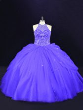 Dazzling Beading Quinceanera Gown Purple Lace Up Sleeveless Floor Length