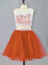 Free and Easy Red Sleeveless Organza Zipper Homecoming Dress for Prom and Party and Military Ball