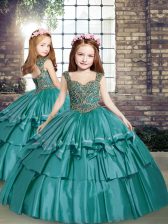  Sleeveless Beading Lace Up Pageant Gowns For Girls