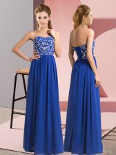 Custom Design Royal Blue Lace Up Sweetheart Beading Homecoming Dress Chiffon Sleeveless