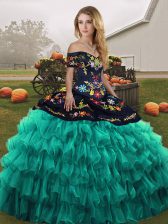  Organza Sleeveless Floor Length Quinceanera Gowns and Embroidery and Ruffled Layers