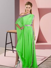  One Shoulder Sleeveless Chiffon Dress for Prom Sequins Side Zipper