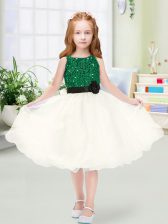 Nice Scoop Sleeveless Zipper Flower Girl Dresses Champagne Organza