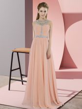 Gorgeous Peach Sleeveless Chiffon Zipper for Prom and Party
