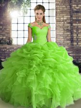 Modest Ball Gowns Quince Ball Gowns Off The Shoulder Organza Sleeveless Floor Length Lace Up