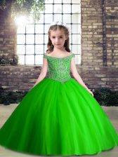 Lovely Ball Gowns High School Pageant Dress Off The Shoulder Tulle Sleeveless Floor Length Lace Up