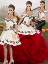  Sleeveless Embroidery and Ruffles Lace Up Sweet 16 Dress