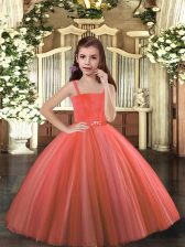 New Arrival Rust Red Little Girls Pageant Dress Party and Sweet 16 and Wedding Party with Beading Straps Sleeveless Lace Up