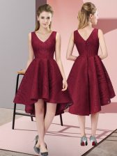 Flirting Lace Sleeveless High Low Damas Dress and Lace