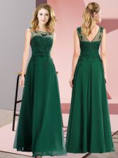 Decent Dark Green Scoop Zipper Beading and Appliques Vestidos de Damas Sleeveless