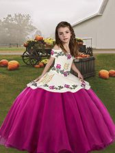 Cheap Sleeveless Embroidery Lace Up Girls Pageant Dresses