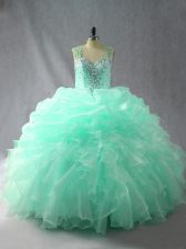  Sleeveless Beading and Ruffles and Pick Ups Zipper Quinceanera Dress