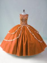 Discount Scoop Sleeveless Zipper Sweet 16 Dresses Rust Red Tulle