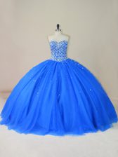 Romantic Tulle Sleeveless Floor Length Sweet 16 Dress and Beading