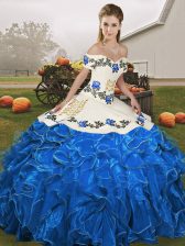 Sumptuous Sleeveless Embroidery and Ruffles Lace Up 15th Birthday Dress