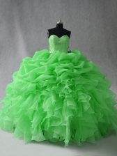 Hot Sale Sleeveless Beading and Ruffles and Pick Ups Lace Up 15 Quinceanera Dress