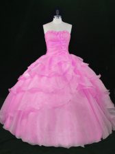 Pretty Ball Gowns Ball Gown Prom Dress Lilac Sweetheart Organza Sleeveless Floor Length Lace Up