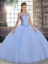  Floor Length Lavender Sweet 16 Dresses Scoop Sleeveless Lace Up