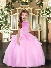 Most Popular Sleeveless Backless Floor Length Beading Little Girls Pageant Dress