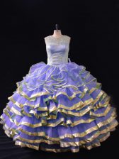 Sexy Organza Sleeveless Floor Length Sweet 16 Quinceanera Dress and Ruffled Layers