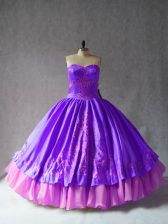  Satin and Organza Sleeveless Floor Length Sweet 16 Quinceanera Dress and Embroidery
