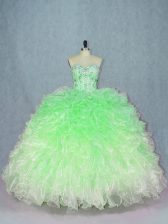 New Style Multi-color Sleeveless Floor Length Beading and Ruffles Lace Up Quinceanera Gowns