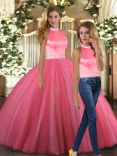 Beauteous Coral Red Sleeveless Floor Length Beading Backless Vestidos de Quinceanera