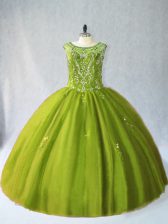  Floor Length Ball Gowns Sleeveless Olive Green Quinceanera Dresses Lace Up