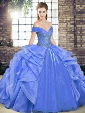Charming Organza Sleeveless Floor Length Quinceanera Gown and Beading and Ruffles