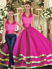 Elegant Sleeveless Lace Up Floor Length Ruffled Layers Quince Ball Gowns