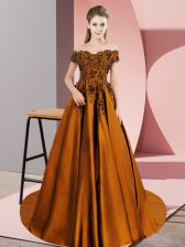  Brown Sleeveless Lace Zipper Quinceanera Dress