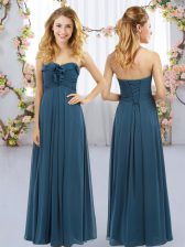  Navy Blue Sweetheart Lace Up Ruffles Quinceanera Court of Honor Dress Sleeveless