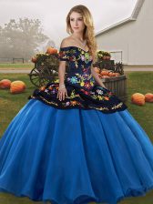  Sleeveless Lace Up Floor Length Embroidery Sweet 16 Quinceanera Dress