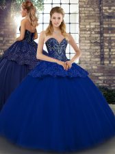  Sleeveless Lace Up Floor Length Beading and Appliques 15th Birthday Dress