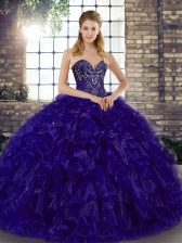  Floor Length Purple Quinceanera Dresses Sweetheart Sleeveless Lace Up