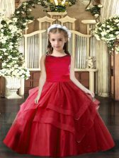  Tulle Sleeveless Floor Length Glitz Pageant Dress and Ruffled Layers