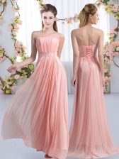 High End Chiffon Sleeveless Court Dresses for Sweet 16 Sweep Train and Beading